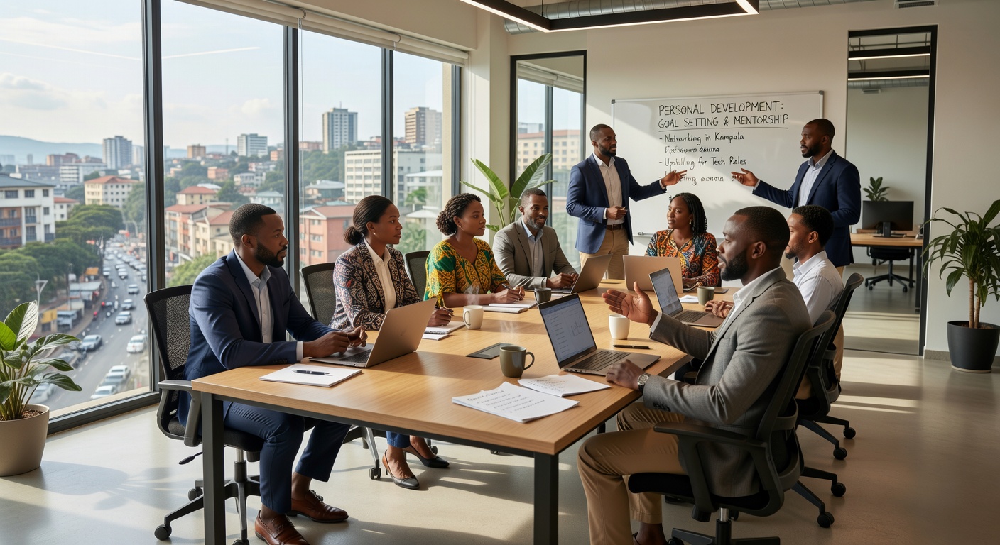 Coaching in a Kampala office meeting